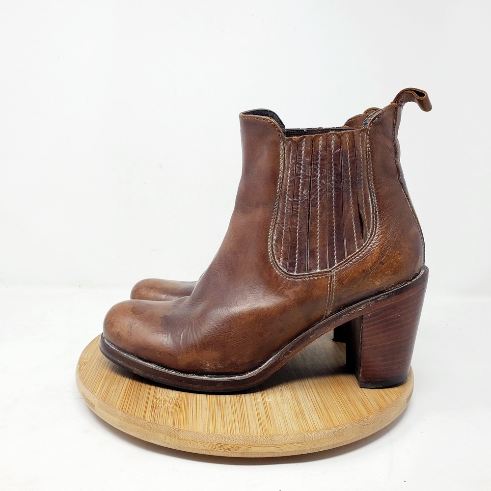 Boemos Boots Womens 36 Brown Leather Heeled Chelsea Western Boho Chic Shoes